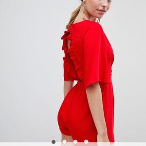 Missguided Petite Ruffle Open Back Romper